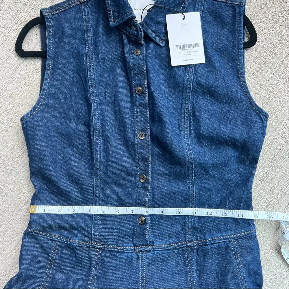Reformation Arella Denim Mini Dress - Size 4 - NWT - Picture 9 of 9